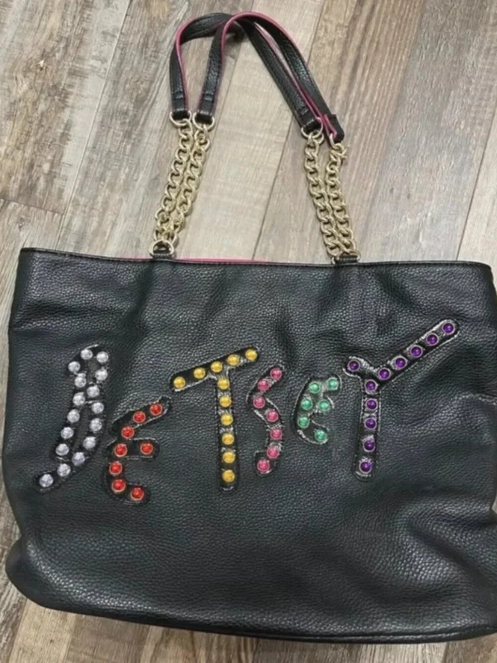 Betsey Johnson Large Jeweled Tote Shoulder bag 17”w x 12.5”H
